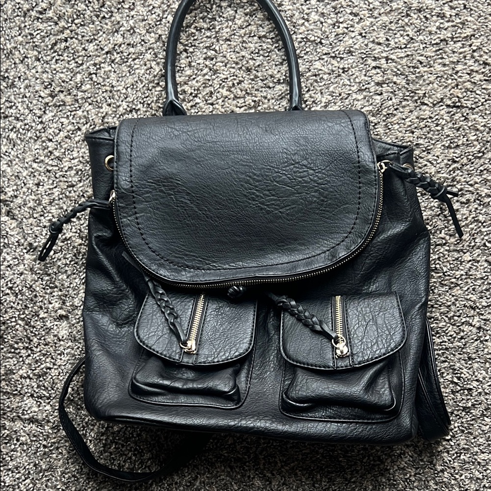 Sole Society Black Leather Backpack